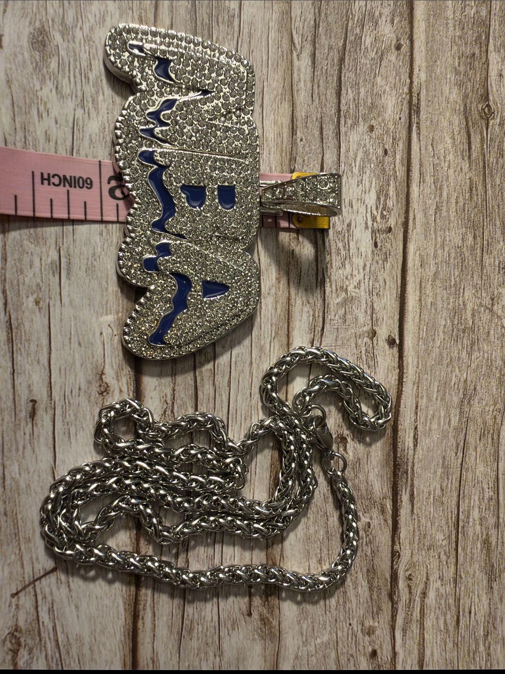 Iced Out Silver Tone Pave NBA Name Pendant & Necklace Stainless Steel - Picture 7 of 11